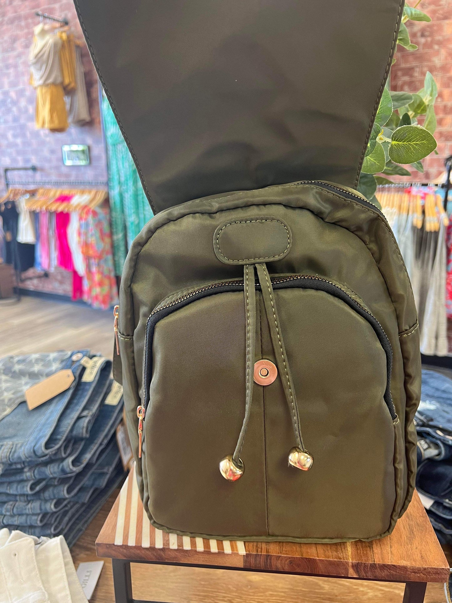 Green Backpack Purse