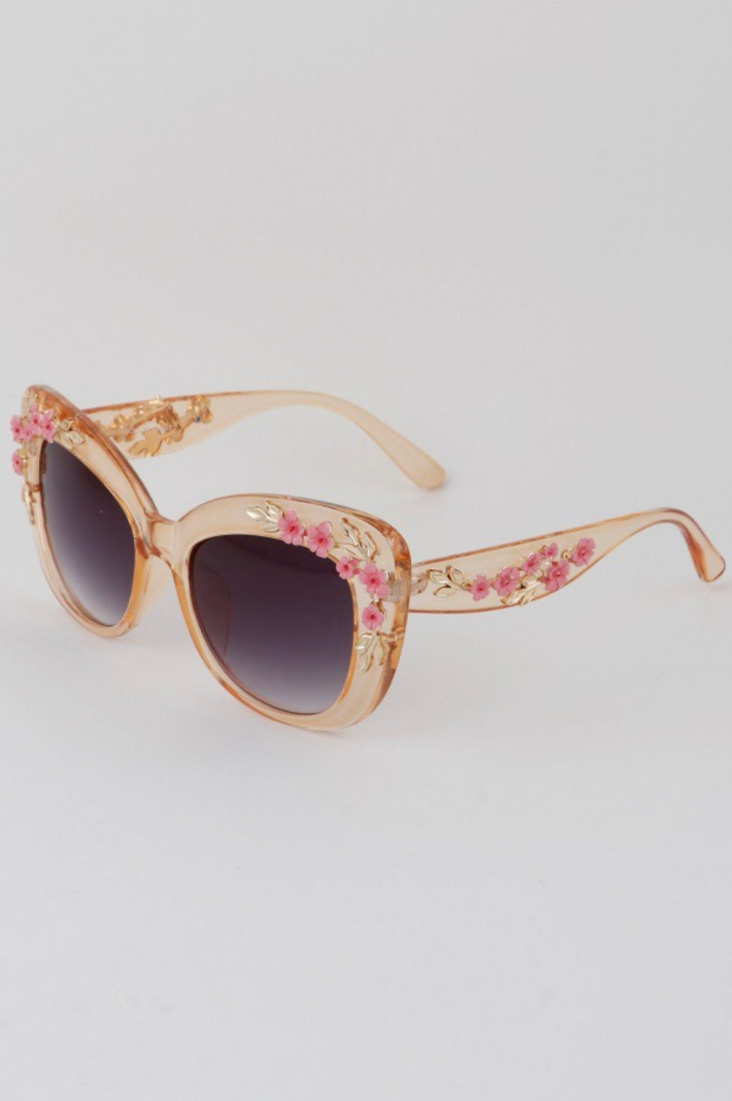 Flower Engraved Cateye Sunglasses