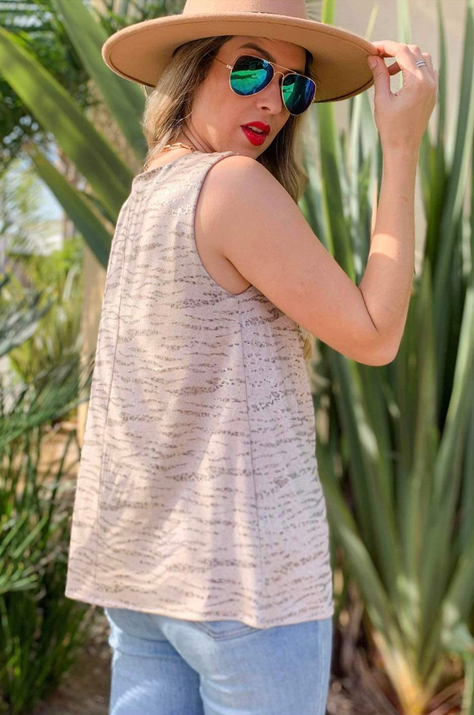 Sleeveless Cow Neck Top
