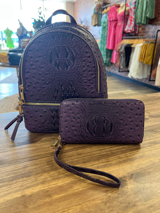 Purple Backpack & Wallet