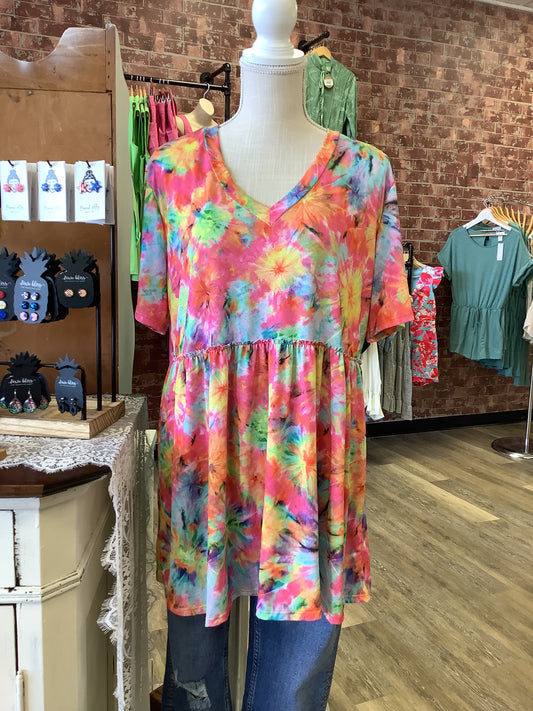 Tie Dye Babydoll Top